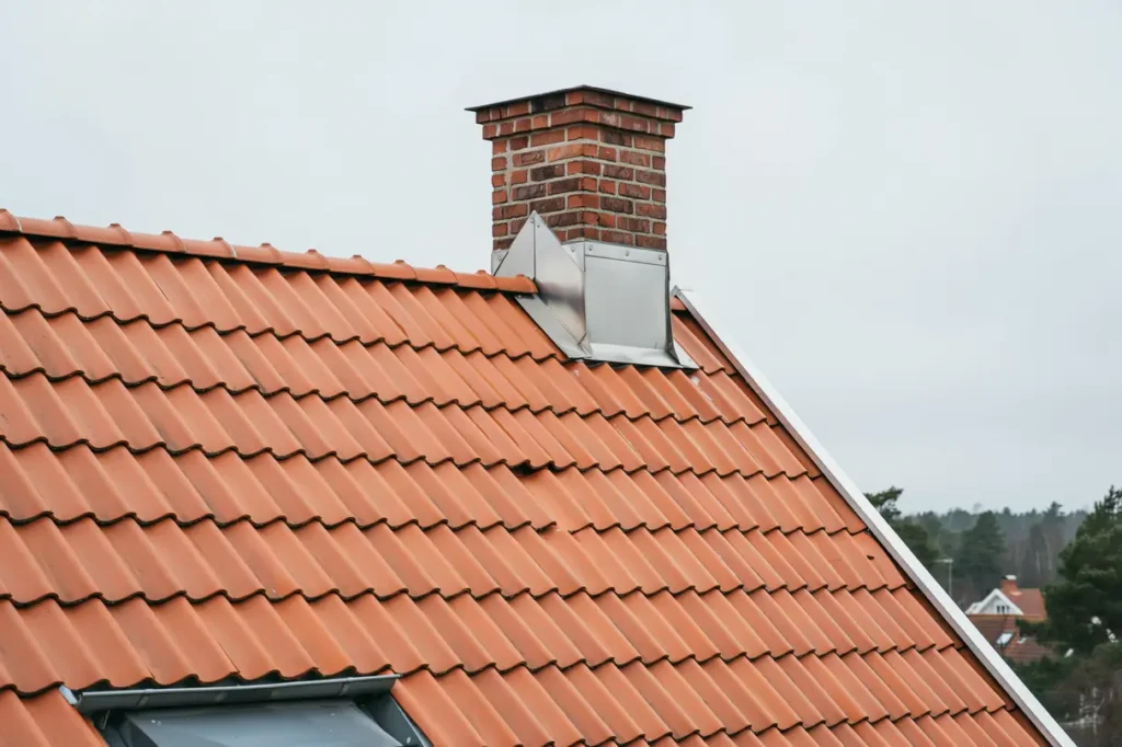 renovering av skorstensbeslag och nock p villa i bredsand